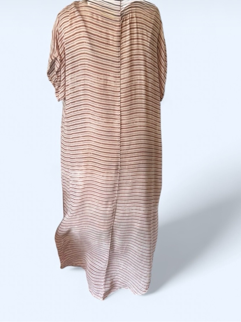 Free People Beige Striped dress with Pink & Yellow Floral Center lining snaps in - Picture 7 of 12